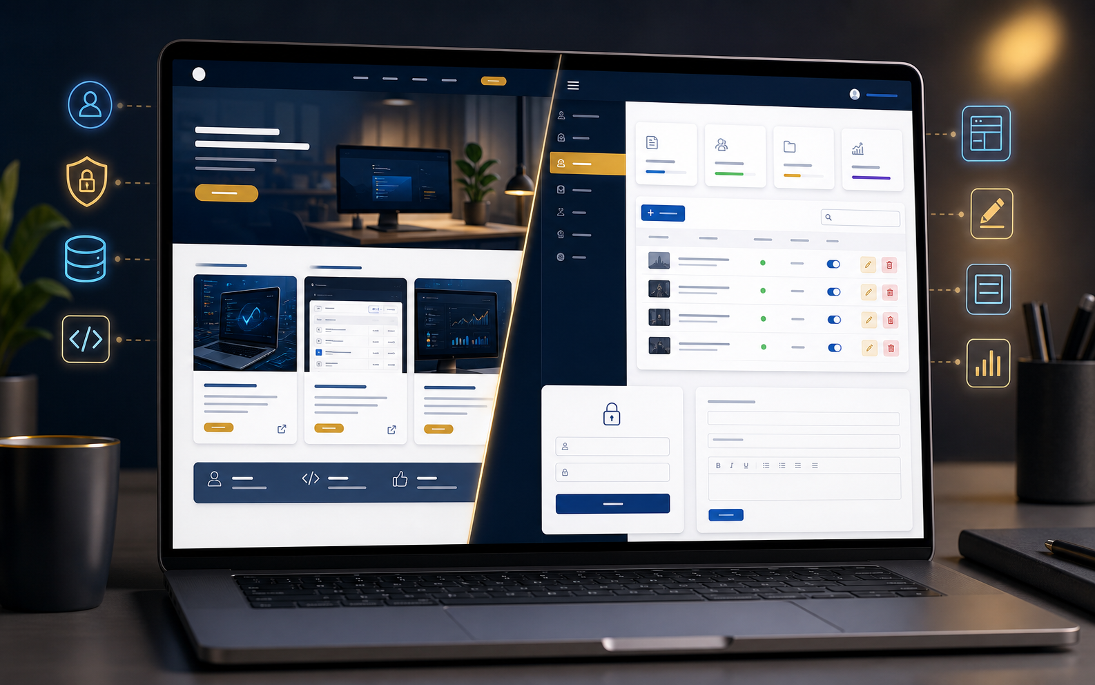 Site Iraneide Tech com painel administrativo, login e gerenciamento de conteúdo em PHP